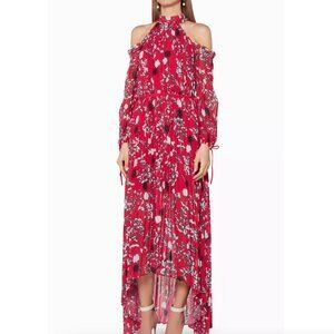 Self-Portrait Floral Red Pleated Dress